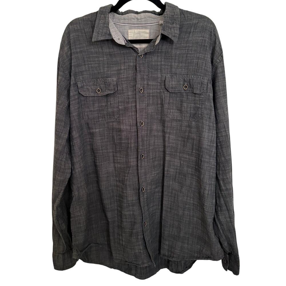 Weatherproof Vintage Gray Longsleeve Button Down XXL Western Chambray Casual